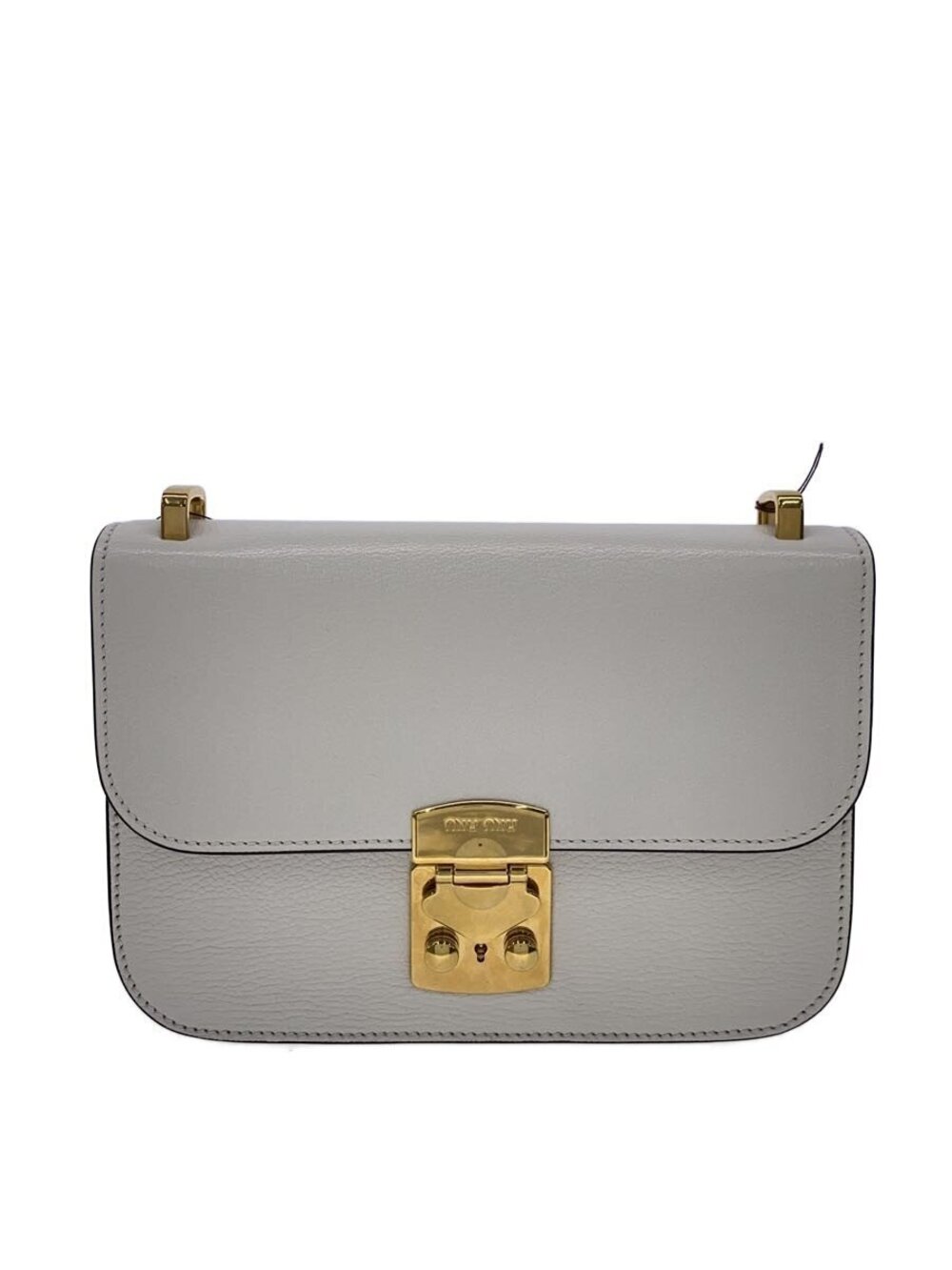 Miu Miu Madras Leather Shoulder Bag White
